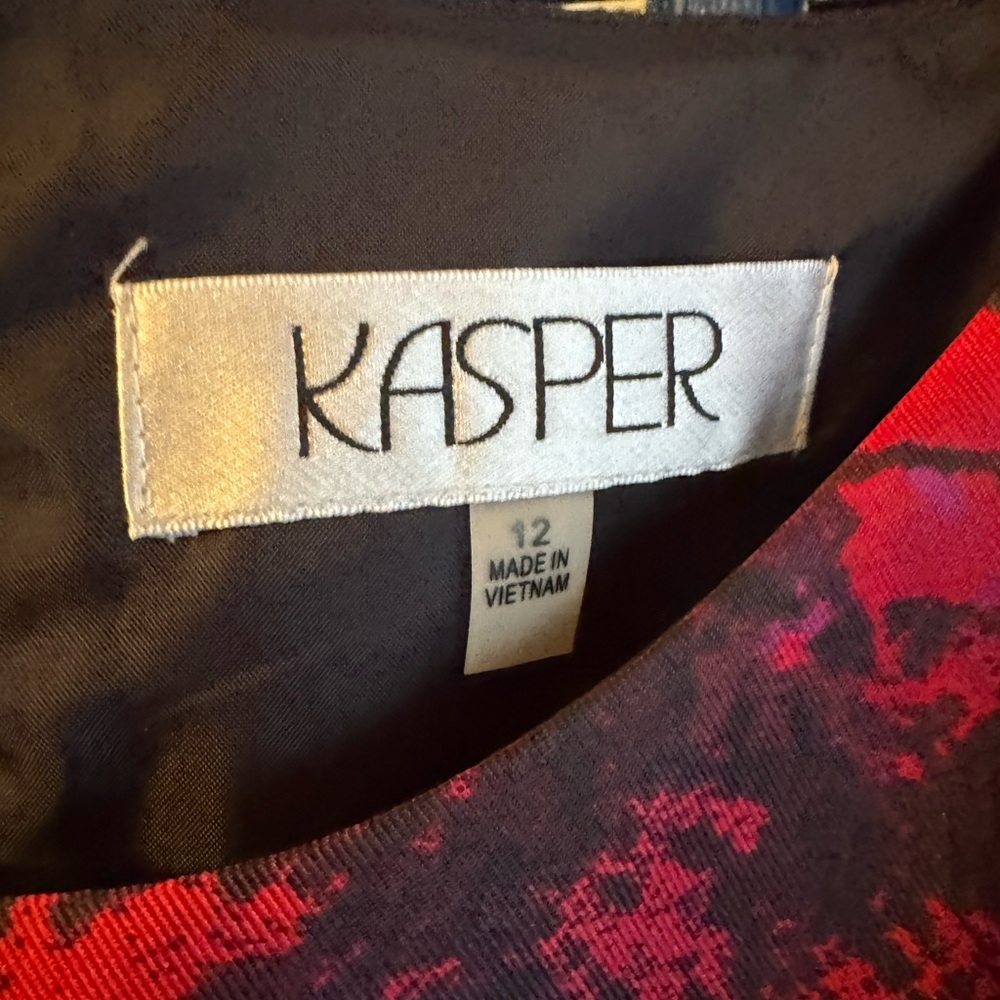 Kasper Vibrant Red and Black Patterned Dress